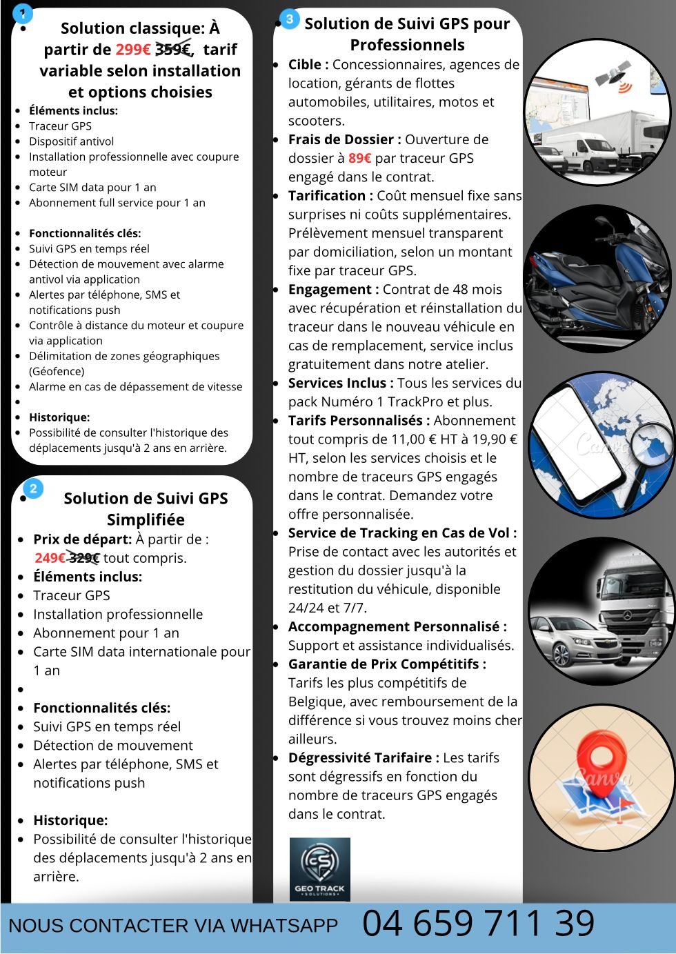 Geo Track Solution flyer — plan details